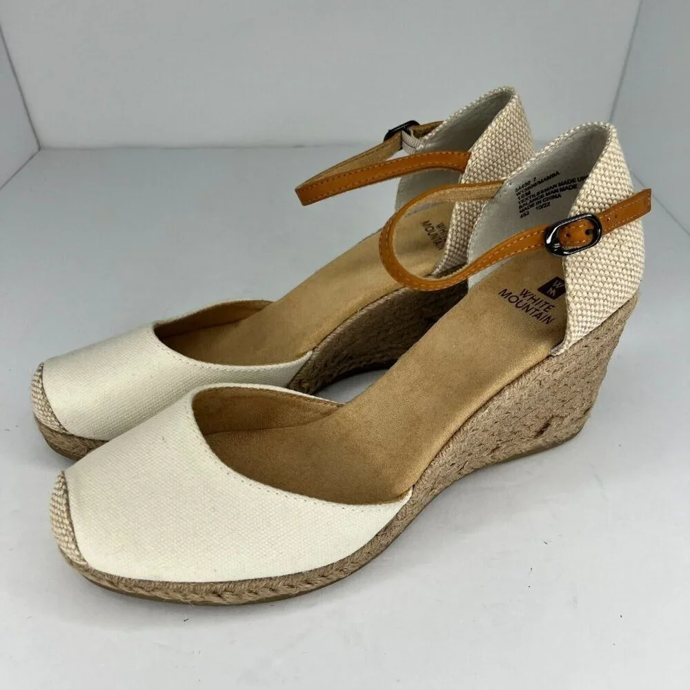 White Mountain W13809 Mamba Womens Beige High Heel Wedge Sandals Size 10M